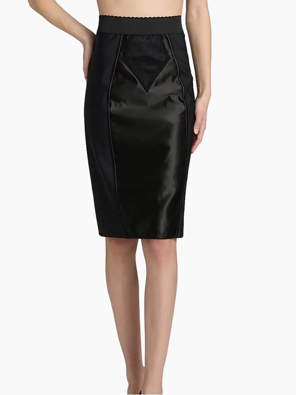 Dolce & Gabbana Black Satin-Panel Pencil Skirt size IT 40 NWT